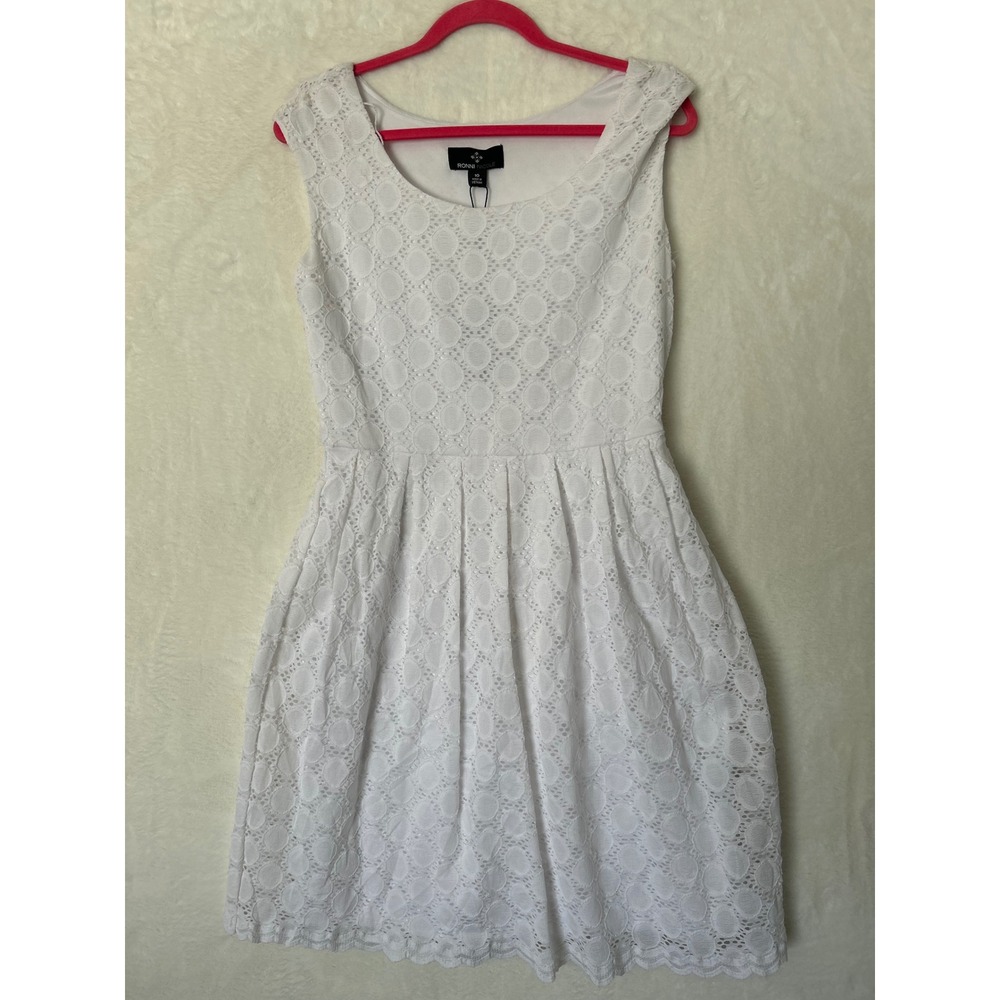 Ronni Nicole White Lace Dress Womens 10 NWT Fit & Flare Sleeveless Bridal Shower